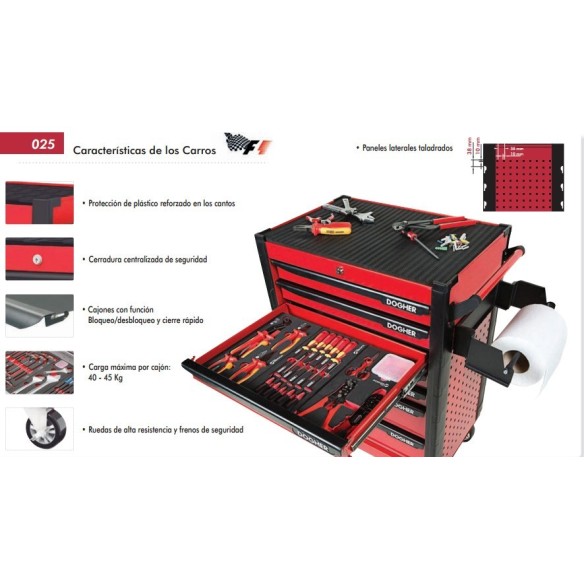 carro metálico de 7 cajones con panel vertical portaherramientas 1