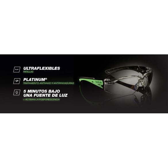 BOLLE RUSH+ GLOW FLUORESCENT SAFETY GLASSES