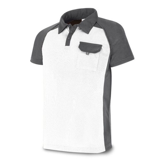 polo manga corta pro series (blanco/gris) 1