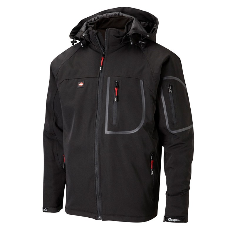 LEE COOPER QUILTED SOFT-SHELL HOODED WATERPROOF JACKET