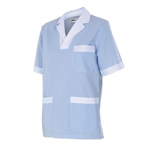 CAMISA PIJAMA SEÑORA CELESTE CON CUELLO DE PICO MANGA CORTA