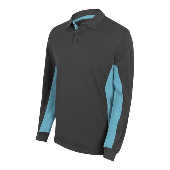 TWO TONE LONG SLEEVE POLO SHIRT