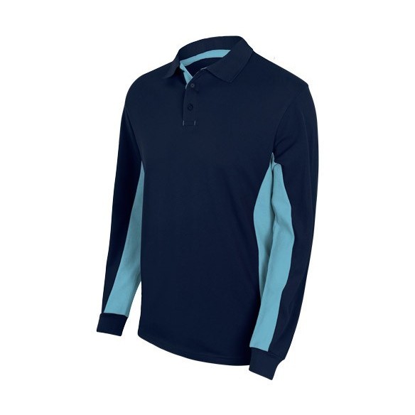 TWO TONE LONG SLEEVE POLO SHIRT