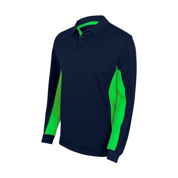 TWO TONE LONG SLEEVE POLO SHIRT