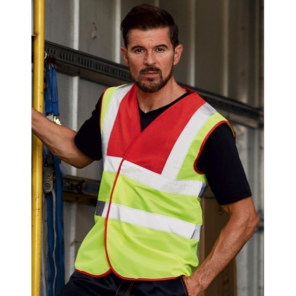 SAFETY VEST OF 2 FLUO STRIPES