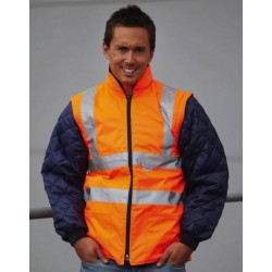 PADDED JACKET WITH FLUO REMOVABLE SLEEVES