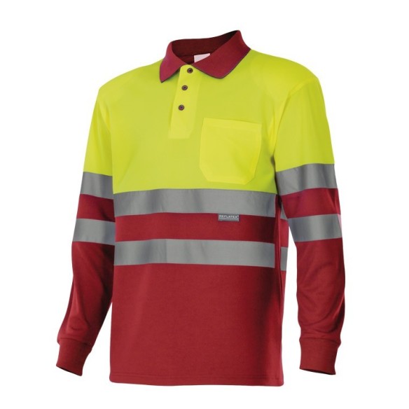 TWO TONE HIGH VISIBILITY LONG SLEEVE POLO SHIRT