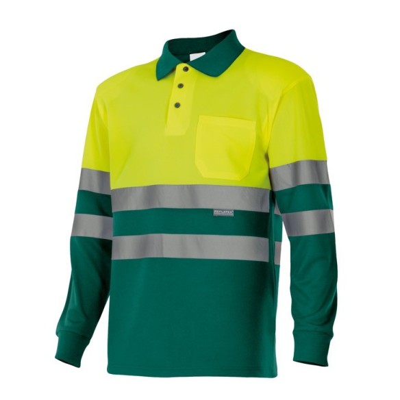 TWO TONE HIGH VISIBILITY LONG SLEEVE POLO SHIRT