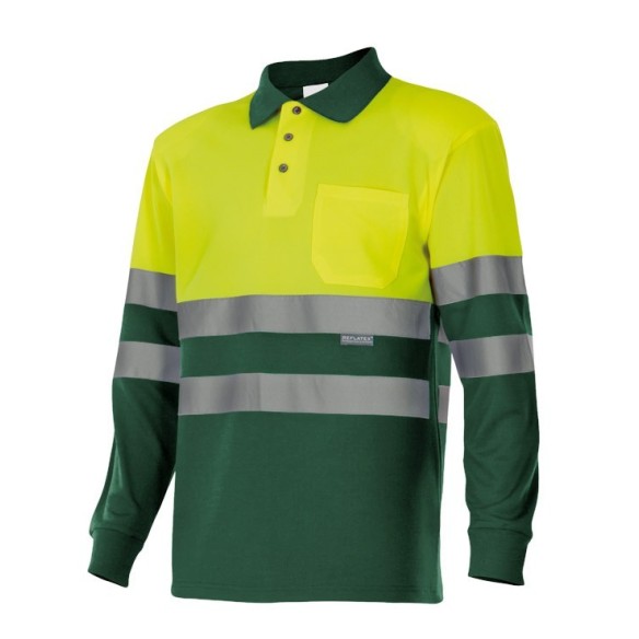 TWO TONE HIGH VISIBILITY LONG SLEEVE POLO SHIRT
