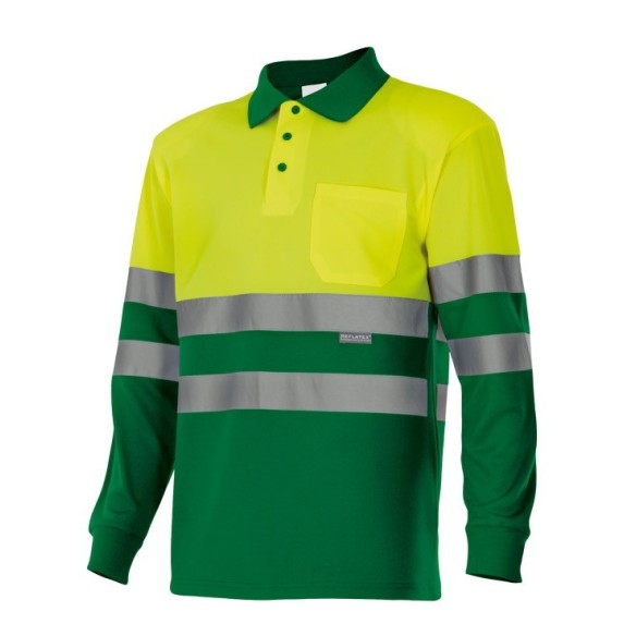 TWO TONE HIGH VISIBILITY LONG SLEEVE POLO SHIRT