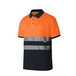 High visibility short sleeve two-tone cotton polo