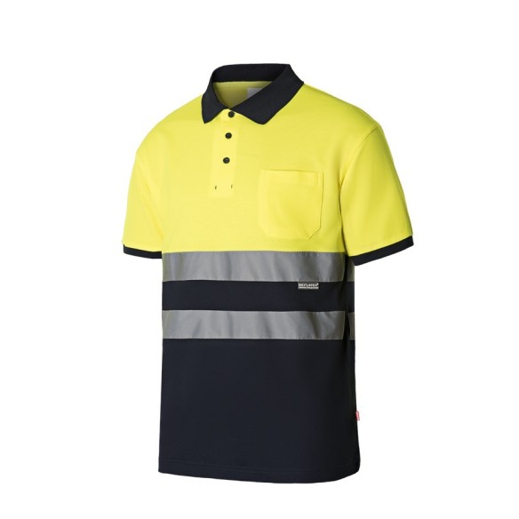 High visibility short sleeve two-tone cotton polo