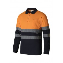 High visibility long sleeve two-tone cotton polo