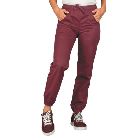 PANTALON BORDEAUX AVEC ELASTIQUE FEMME