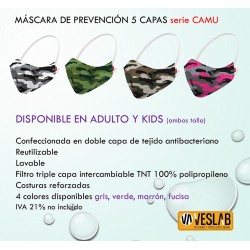 MÁSCARA DE PREVENCION 5 CAPAS LÍNEA CAMU