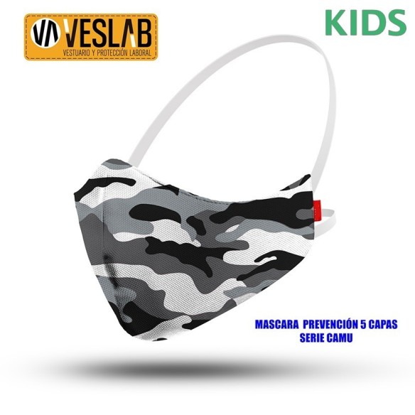 máscara de prevención 5 capas kids línea camu 2