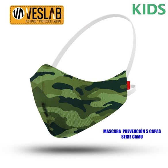 máscara de prevención 5 capas kids línea camu 4
