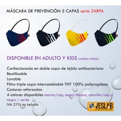 máscara de prevencion 5 capas kids línea zarpa 5