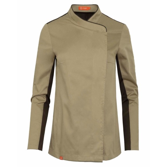 VESTE DE CUISINE POUR FEMMES À BORDURE CONTRASTÉE