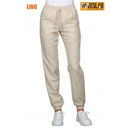 pantalón lino con bajo elástico 1