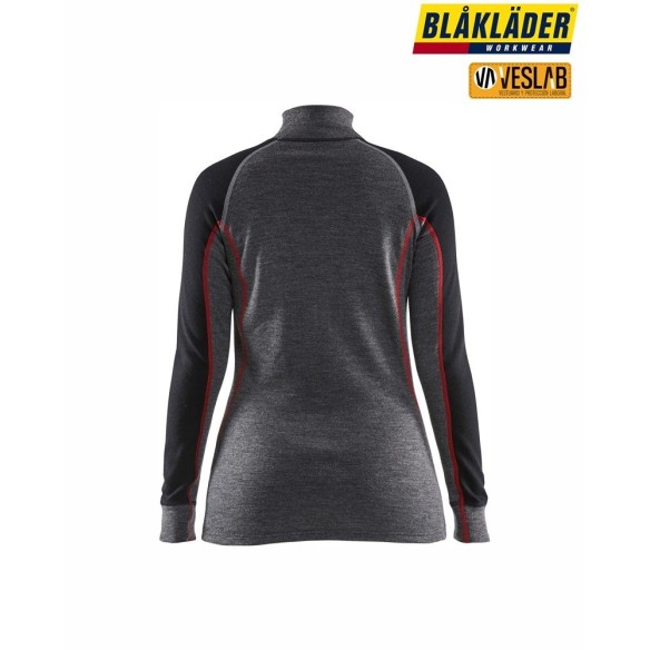 UNDERWEAR ZIP-NECK WOMAN TOP XWARM,100% MERINO