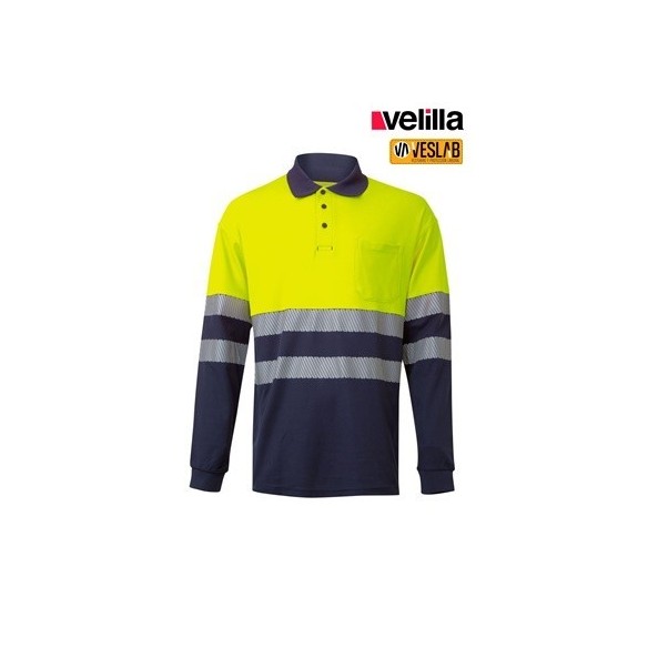 Bi-color long sleeves HV Polo |High visibility workwear dealer