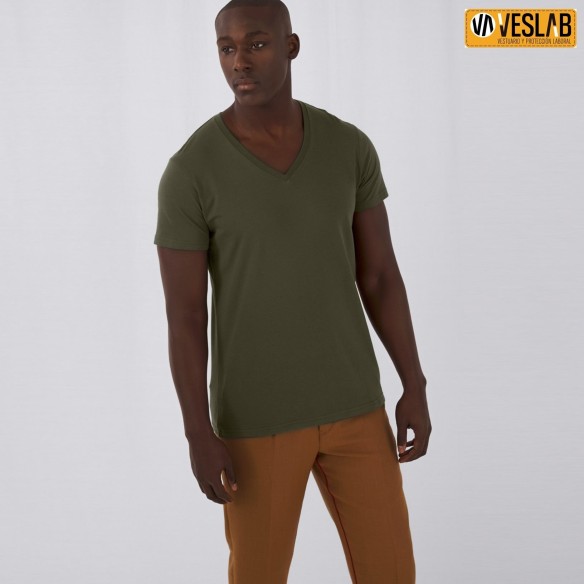 camiseta hombre cuello pico algodón orgánico 10