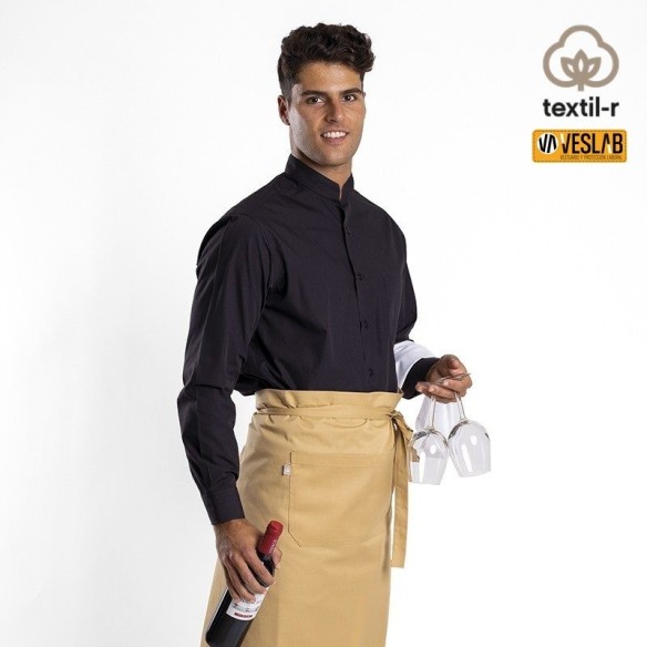 Mao collar long sleeve shirt | Work clothes for waiters
