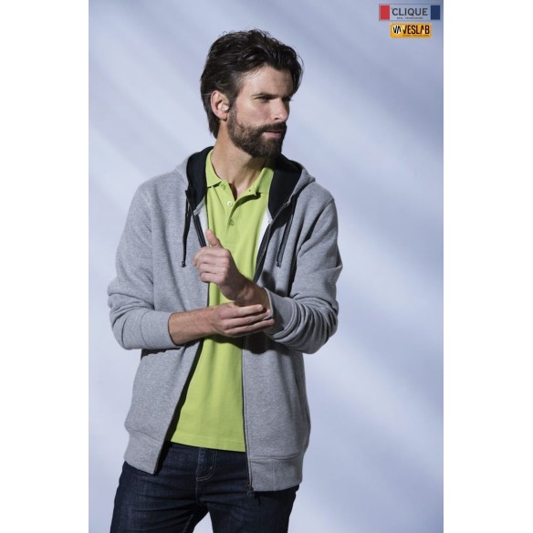 sudadera cliqué classic hoody cremallera entera