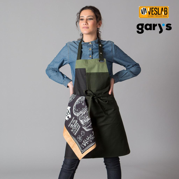 Tablier avec bavoir combiné en satin | Vêtements de travail | VESLAB.COM