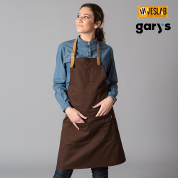 APRON WITH LEATHER RIBBON...