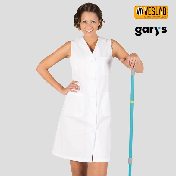 bata mujer cuello de pico sin mangas 1