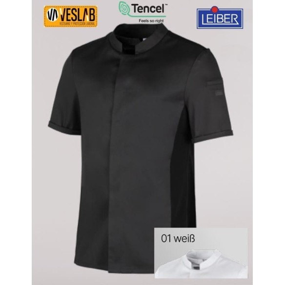 Jaqueta de cuina CLYDE PIQUE màniga curta | LEIBER | VESLAB.COM