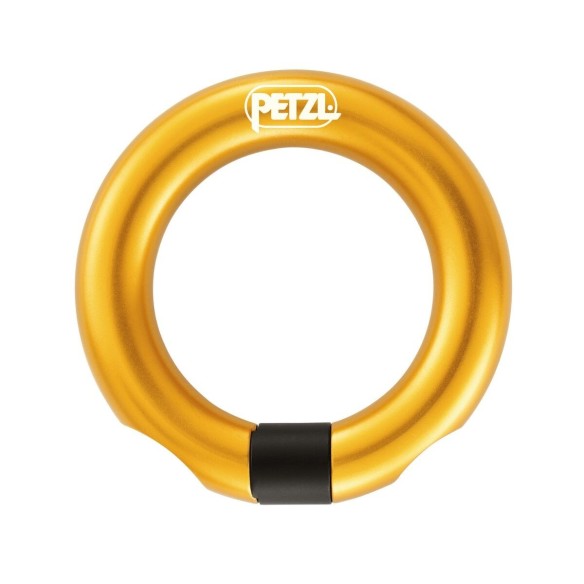 Ring with PETZL RING OPEN closure for almost permanent connection of the equipment