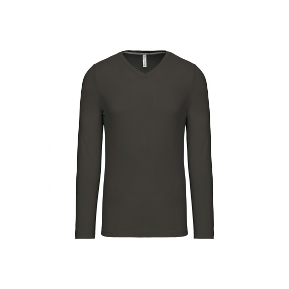 Long-sleeved v-neck T-shirt | Kariban webshop | VESLAB.COM