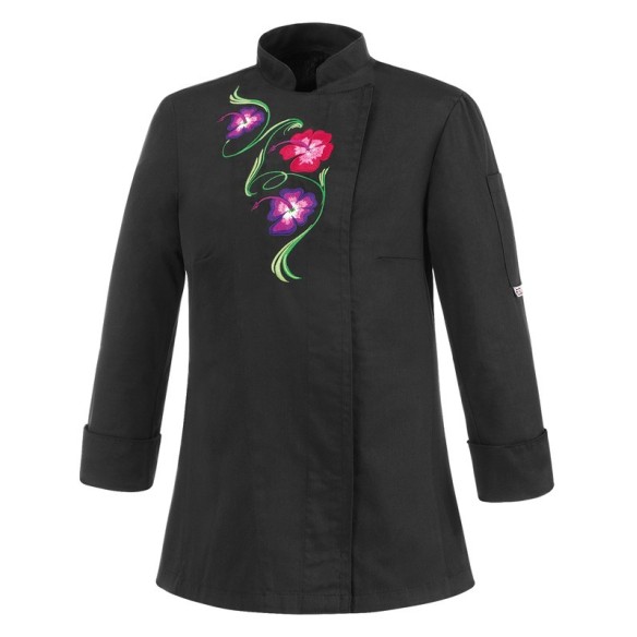 VESTE CUISINE SLIM FIT BLACK FLOWER