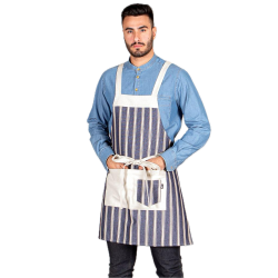 Tablier à bavette rayé
