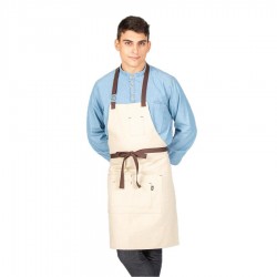 BEIGE APRON WITH LINKED BUCKLE