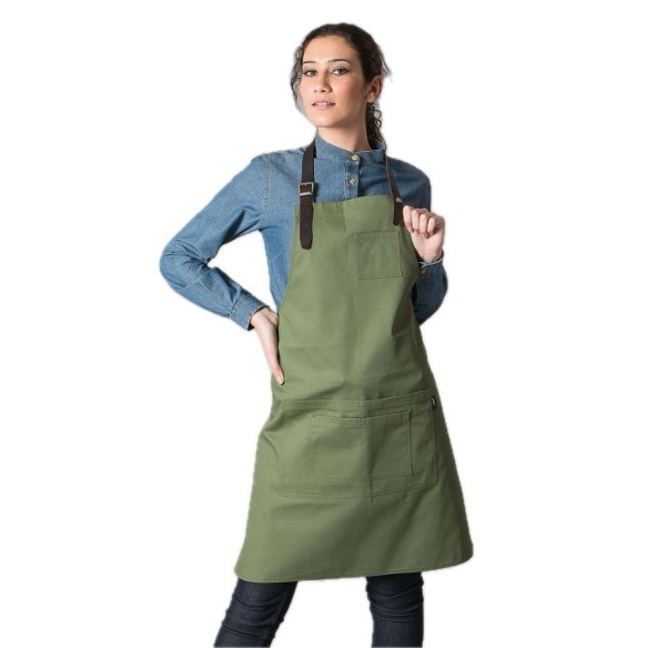 Apron with Leather Ribbon Bib | Work Clothes | VESLAB.COM