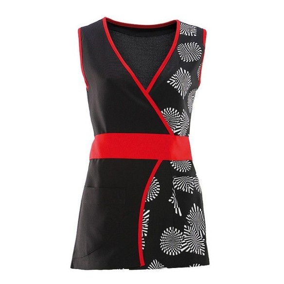 KIMONO ESTAMPAT AMB RIBET VERMELL