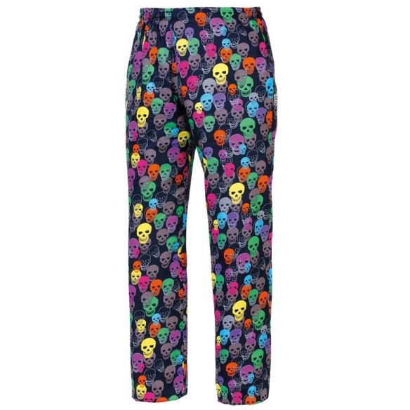 COLOR SKULLS printed chef trousers | Egochef | Veslab