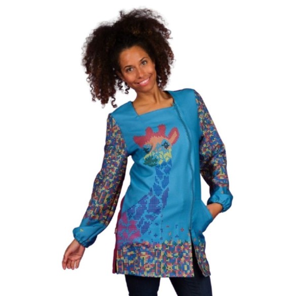 Bata de Mestra Tetris Girafa | Uniformes Lacla | Veslab