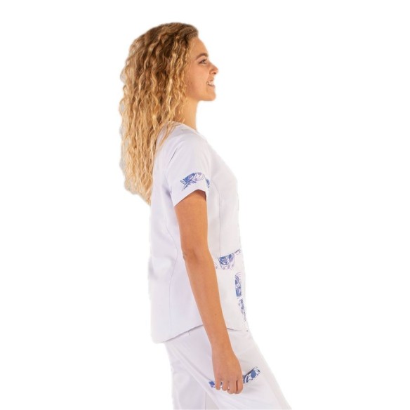 Blusa microfibra mujer OLGA blanca lateral | Gary's