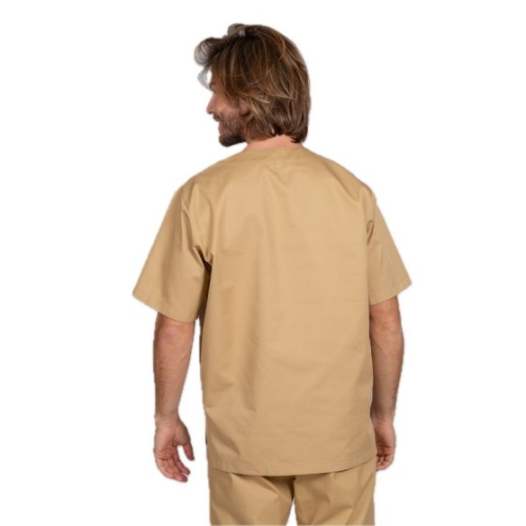 Casaca sanitaria unisex sarga crema espalda | Uniformes Gary's