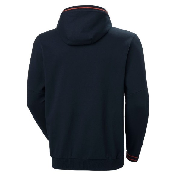 Sudadera con capucha y cremallera Kensington Navy detrás | Helly Hansen Workwear