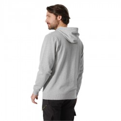 Sudadera clásica con capucha grey melange modelo detrás | Helly Hansen Workwear