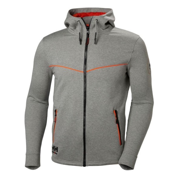 Sudadera con capucha y cremallera Chelsea Evolution Grey Melange | Helly Hansen Workwear