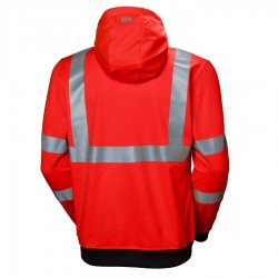 Sudadera con capucha y cremallera de alta visibilidad Addvis Rojo detrás| Helly Hansen Workwear