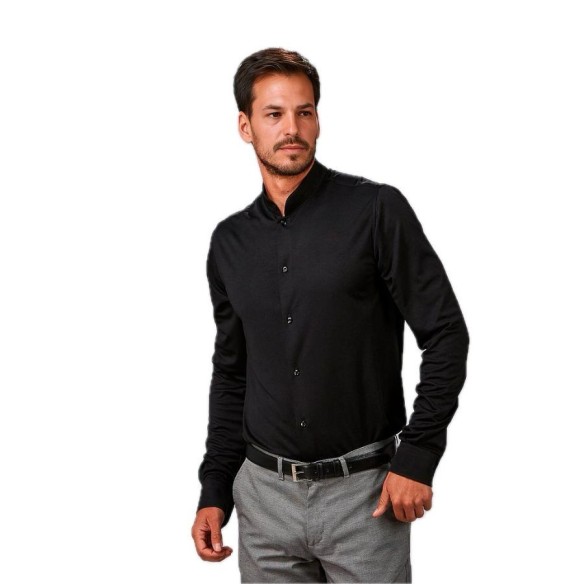 Men's Shirt with Mao Collar M/LL Elastic Interlock Fabric PIETRO | Gary's