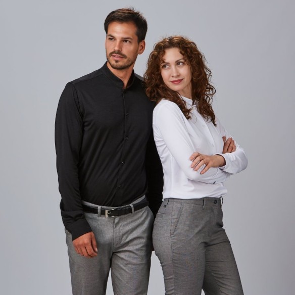 Women's Shirt with Mao Collar M/LL Elastic Interlock Fabric PIETRO | Gary's